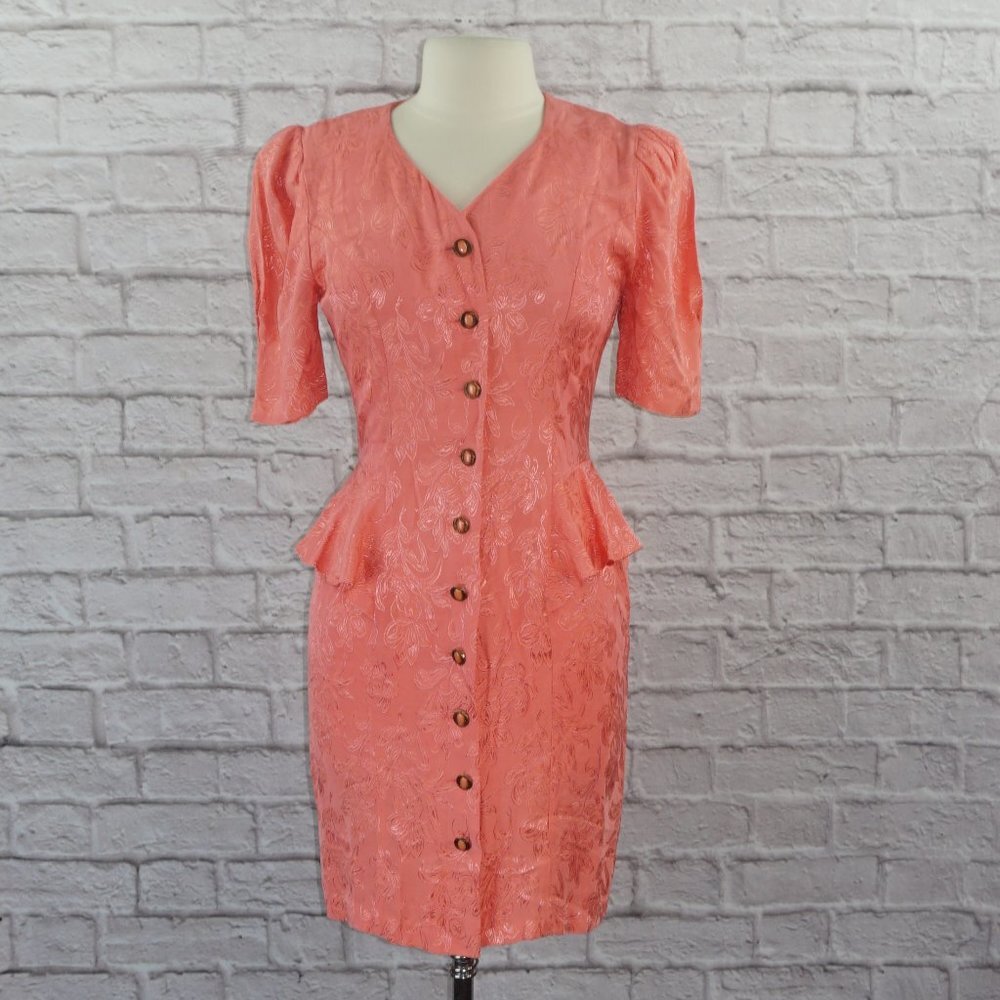 Vintage 80s Peplum Dress - Picture 1 of 9